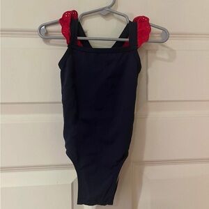 The Beaufort Bonnet Company Kids Swim One Piece - Navy and Red… July 4th ready !